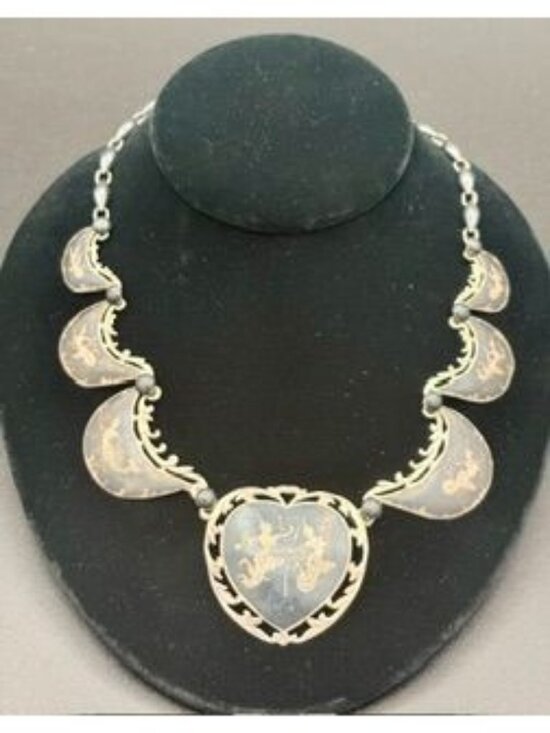 Sterling Jewelry - 1930's SIAM Heart Necklace R149